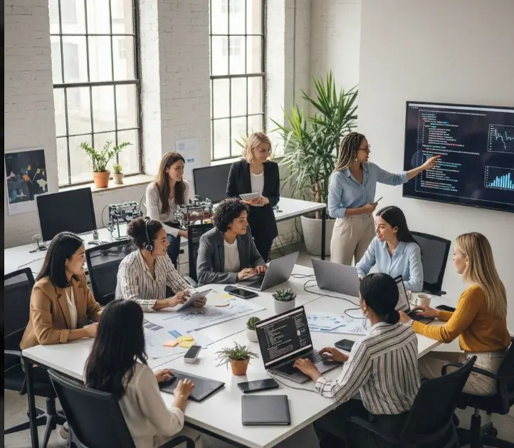 website development team working on business website